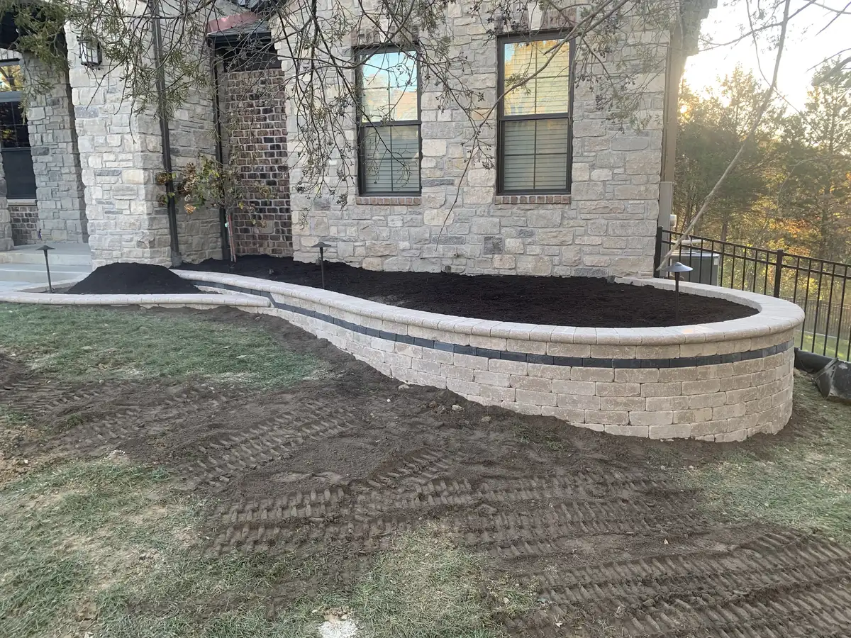 Large hillside retaining wall built by Green Operations in Jefferson County